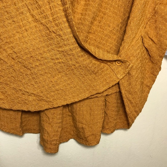 NEW Free People Tunic Blouson Wrap Oversized Button Up Top Gold Long Sleeve Sz S - Picture 9 of 16